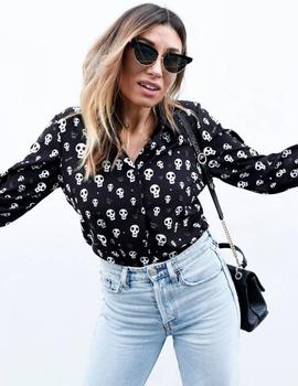 Camisa Aire Retro Calaveras negra