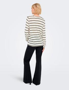 Camiseta Only Fine Punto Rayas beige