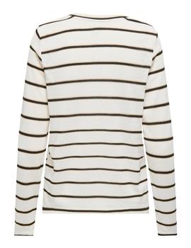 Camiseta Only Fine Punto Rayas beige