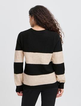 Jersey Ichi Rayas beige/negro