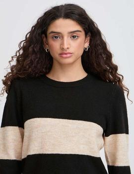 Jersey Ichi Rayas beige/negro