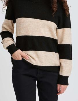 Jersey Ichi Rayas beige/negro