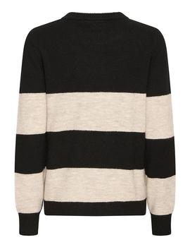 Jersey Ichi Rayas beige/negro
