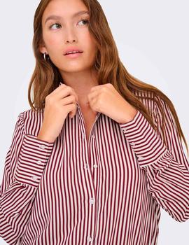 Camisa Only Berit Rayas granate