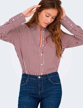 Camisa Only Berit Rayas granate