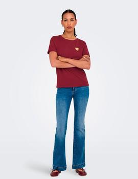 Camiseta Only Kita Corazon granate