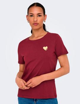 Camiseta Only Kita Corazon granate