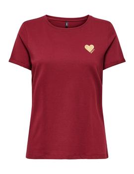 Camiseta Only Kita Corazon granate