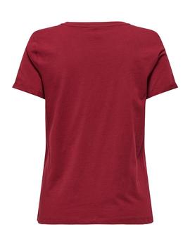 Camiseta Only Kita Corazon granate