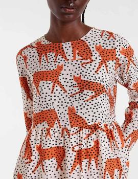 Vestido Compañia Gatos Topitos beige