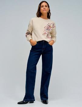 Sudadera Salsa Chica Flores beige