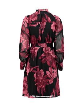 Vestido Zabaione Flores Botones granate