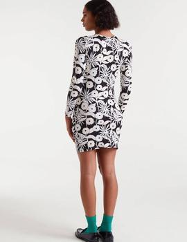 Vestido Compañia Drapeado Flores beige