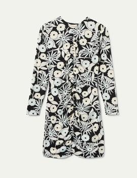 Vestido Compañia Drapeado Flores beige