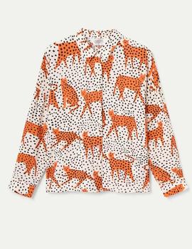 Camisa Compañia Gatos Topitos beige