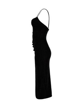 Vestido Hailys Drapeado Lurex negro