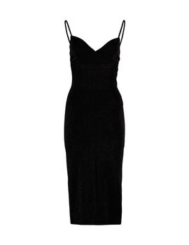 Vestido Hailys Drapeado Lurex negro