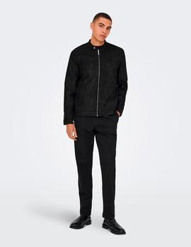 Cazadora Only&Sons Mike Fake suede negra