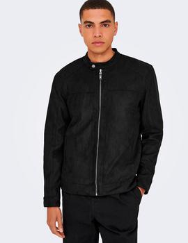 Cazadora Only&Sons Mike Fake suede negra
