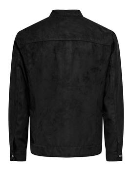 Cazadora Only&Sons Mike Fake suede negra