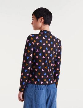 Camiseta Compañia ML Corazones negra