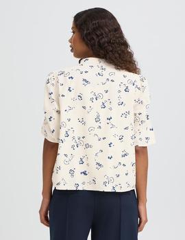 Camisa Ichi Flores beige