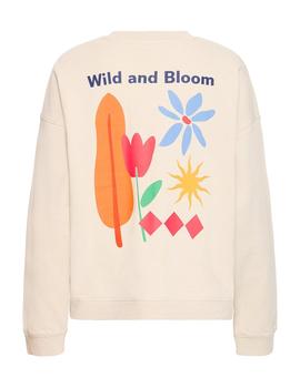 Sudadera Ichi Flor beige